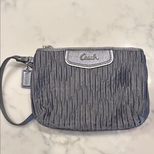 Coach Gray Textured Clutch with Wrist Strap